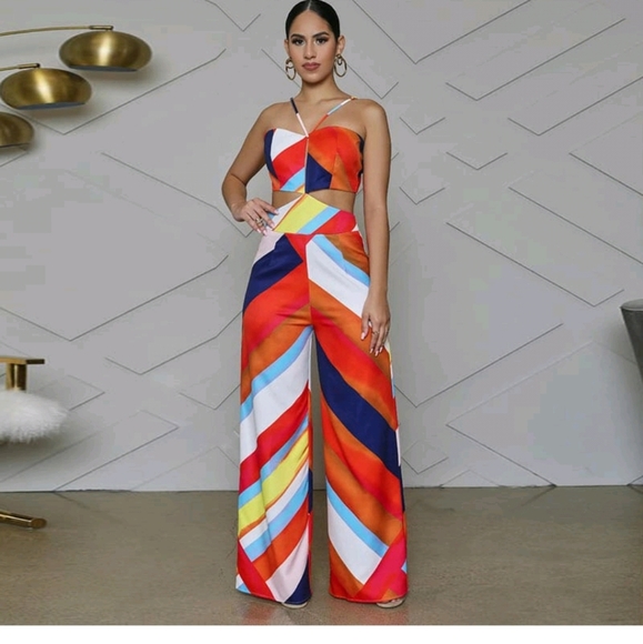 New Multi Color Hollow Out Jumpsuit - Picture 4 of 6